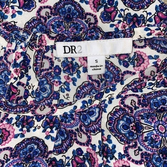 DR2 Sleeveless Floral Blouse Top Purple Blue Spring Summer Size Small - Picture 5 of 6